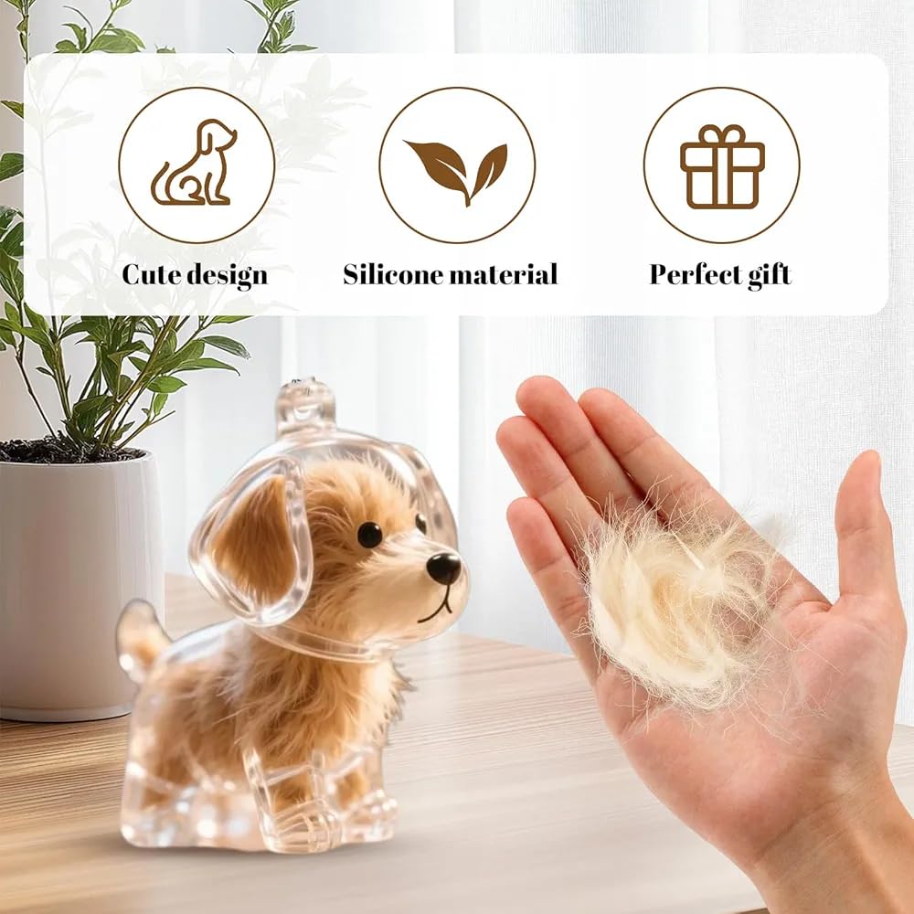 Transparent Case Fuzzy Ball Pendant Pet Hair Storage Keychain