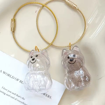 Transparent Case Fuzzy Ball Pendant Pet Hair Storage Keychain